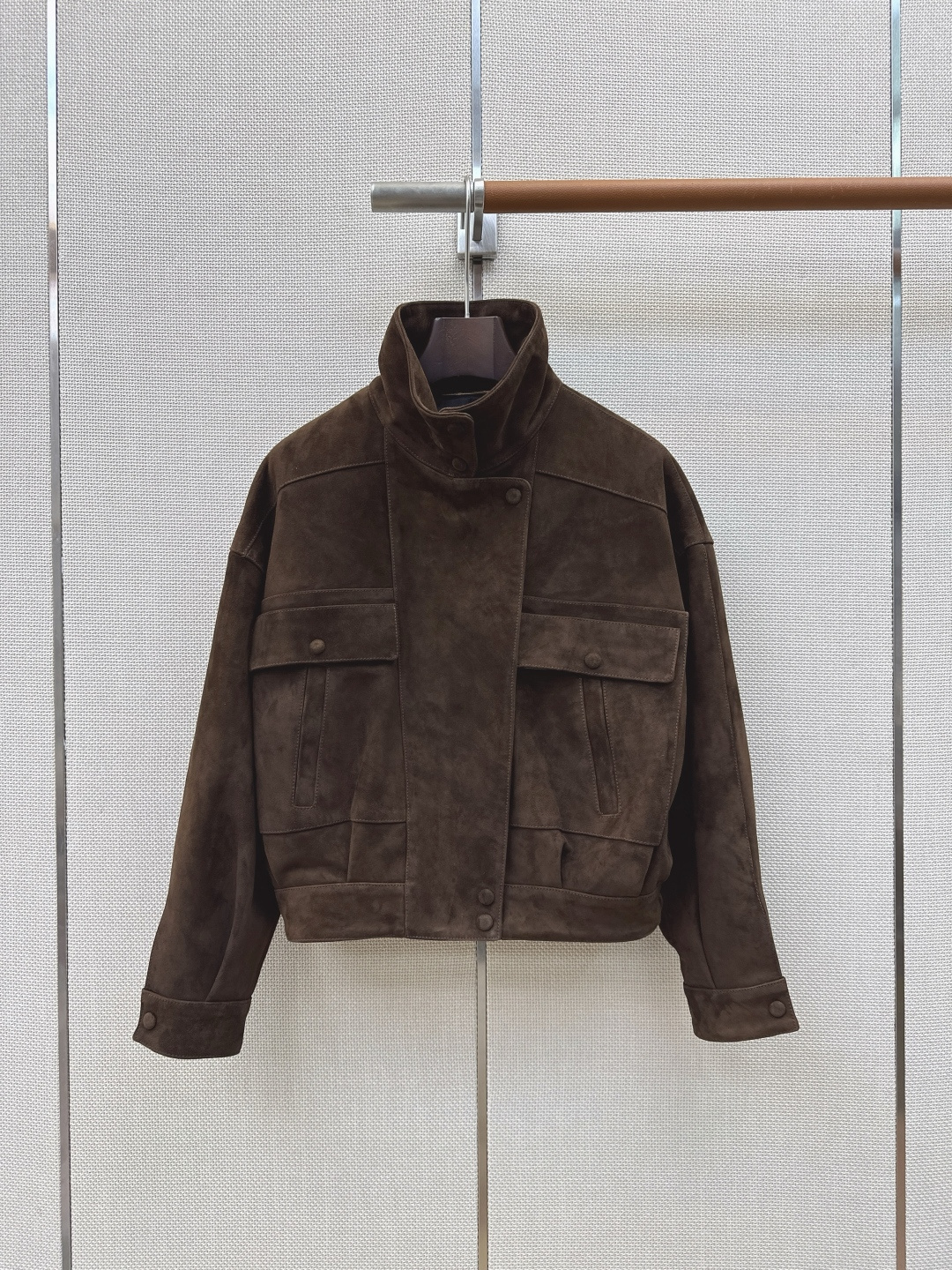 Stand-collar cropped jacket